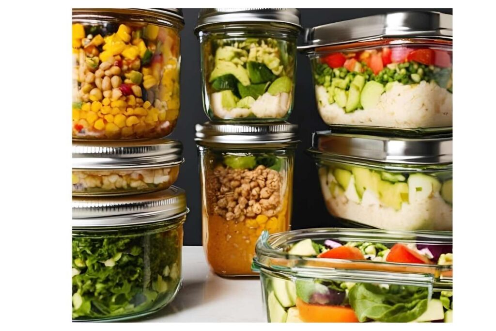 Mealprep im Glas: bunte, gesunde Schichtsalate und Bowls in Einmachgläsern – perfekt vorbereitet für Büro oder unterwegs